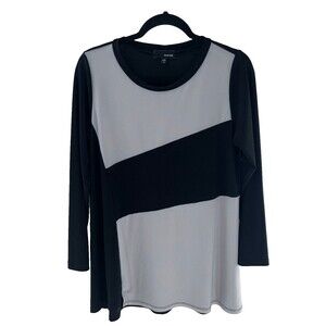 Women's Sun Kim Colorblock Gray Black Longsleeve Tunic Top Size S